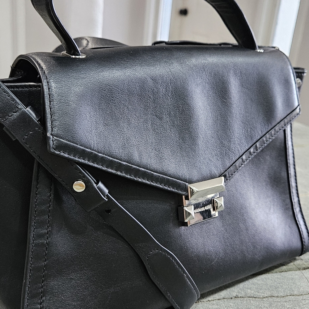 Michael Kors Whitney Black Leather Satchel Crossbody